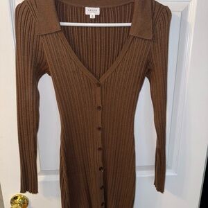 Alexis Women's Long Sleeve Ribbed Dress - Brown